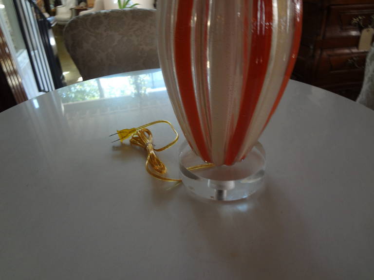 Acrylic Barovier Mid-Century Modern Italian Murano Glass Lamp For Sale