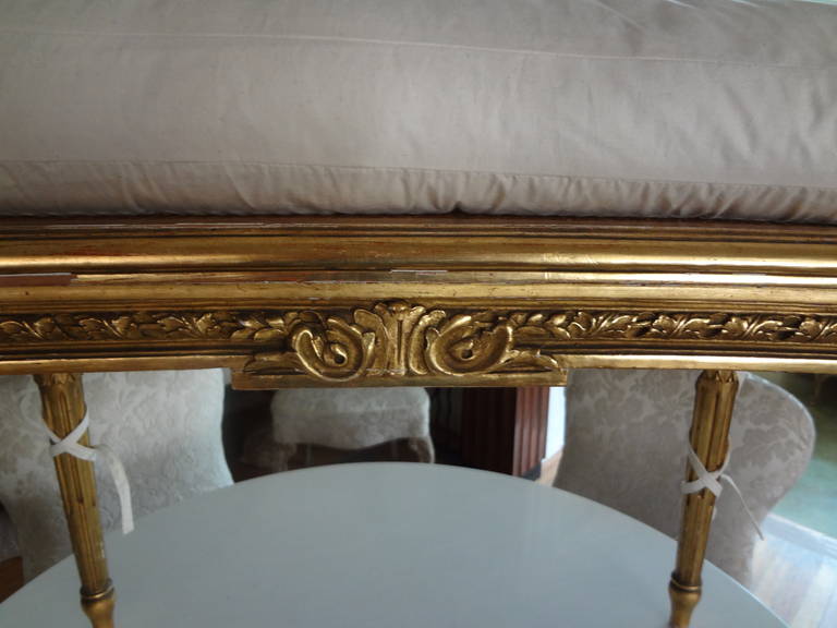 19th Century French Louis XVI Style Giltwood Banquette In Good Condition In Houston, TX