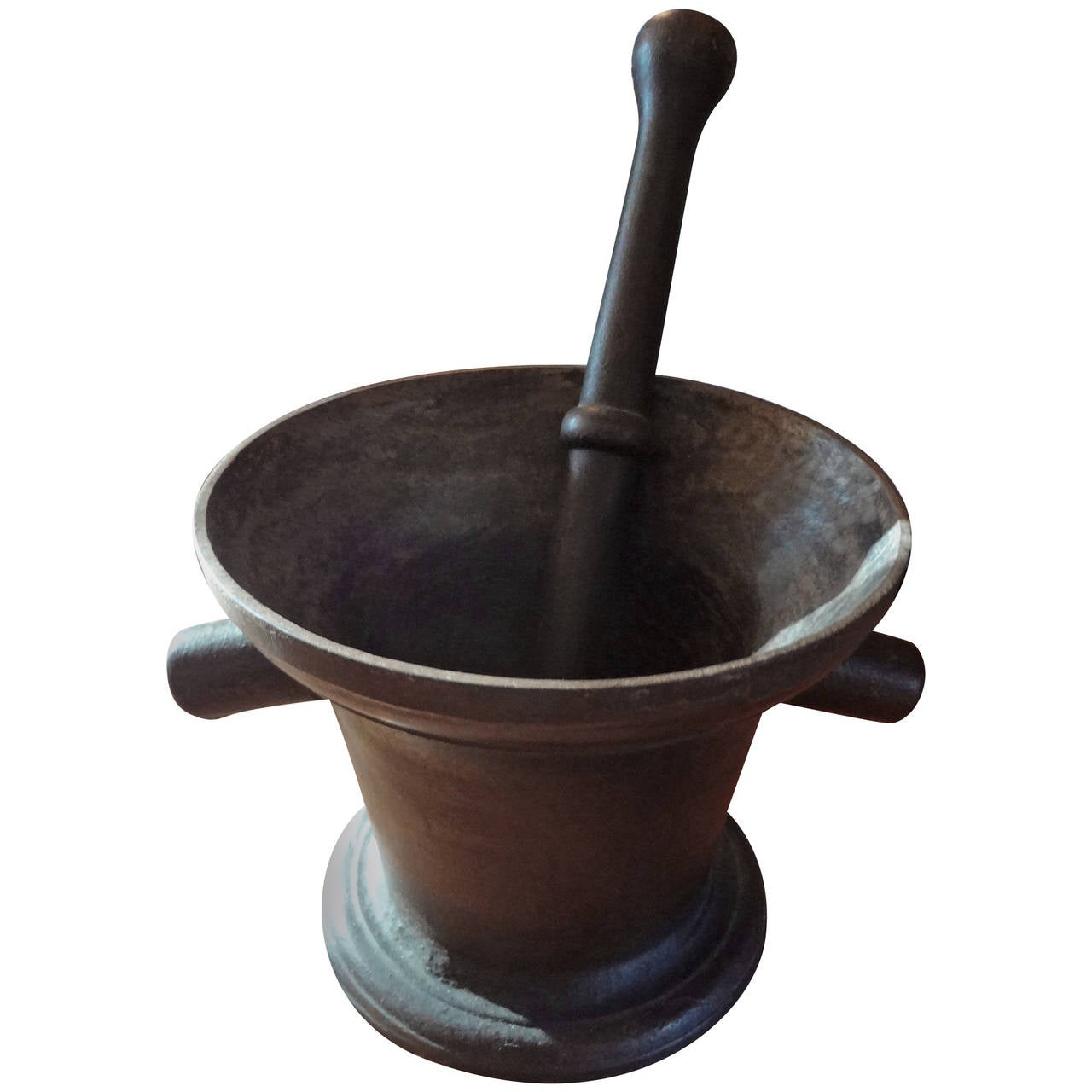 Large Antique French Iron Mortar and Pestle at 1stDibs