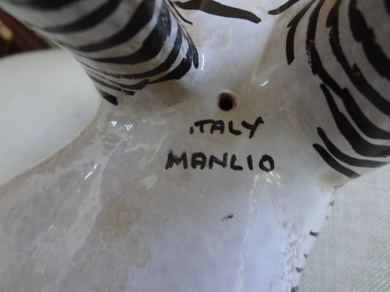 Italian Glazed Terracotta Zebra Signed Manlio 1