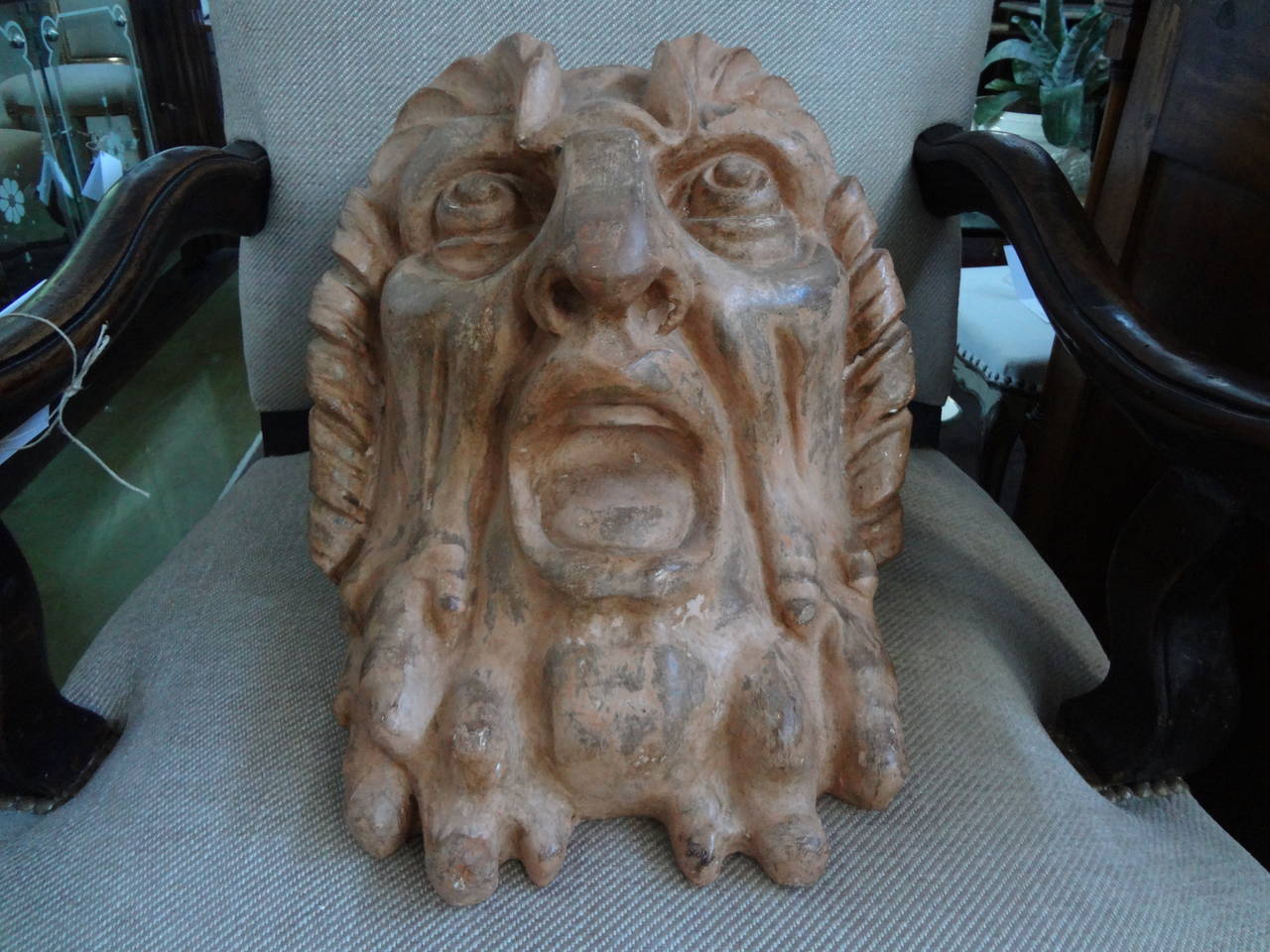 French Baroque Grotesque Terra Cotta Bust Sculpture, Circa. 1920 In Good Condition In Houston, TX