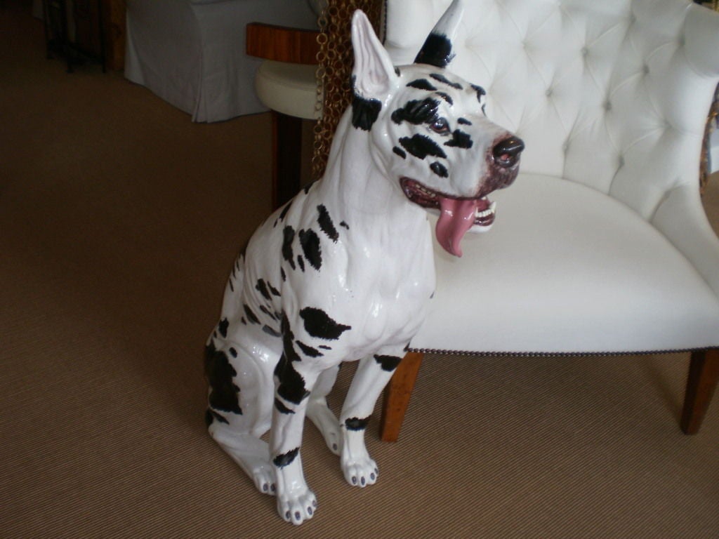 Italian ITALIAN GLAZED TERRA COTTA GREAT DANE