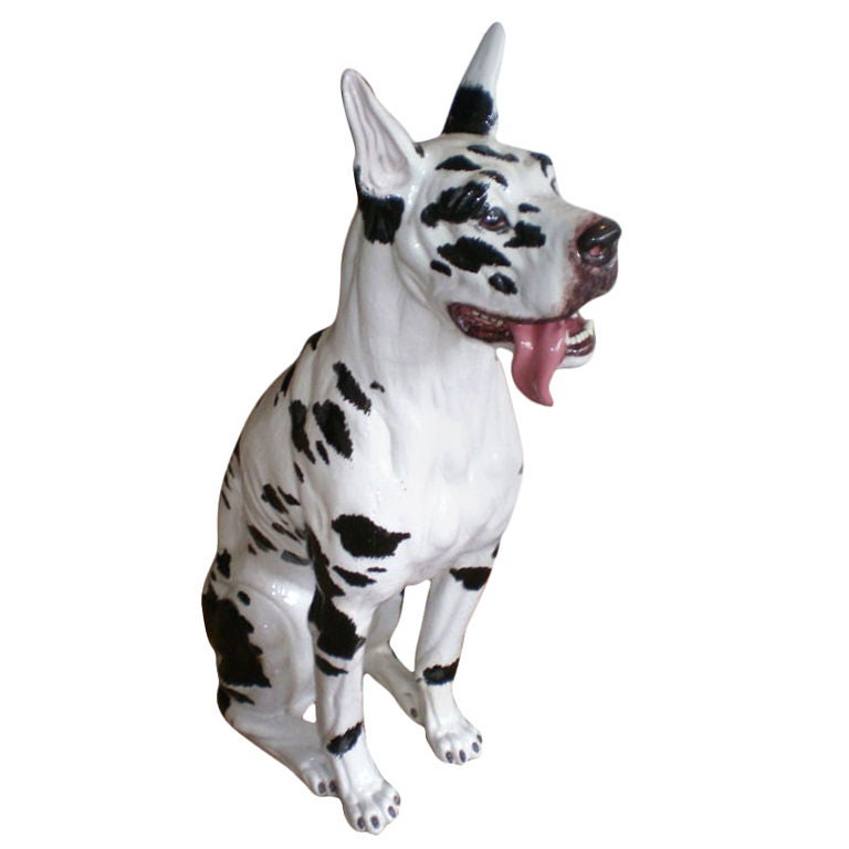 ITALIAN GLAZED TERRA COTTA GREAT DANE