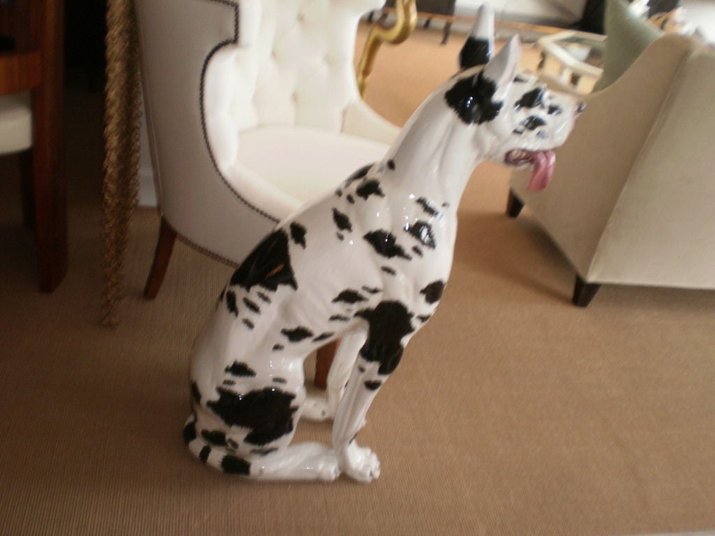 Glazed ITALIAN GLAZED TERRA COTTA GREAT DANE