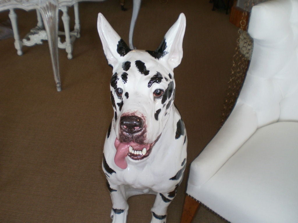 Terracotta ITALIAN GLAZED TERRA COTTA GREAT DANE