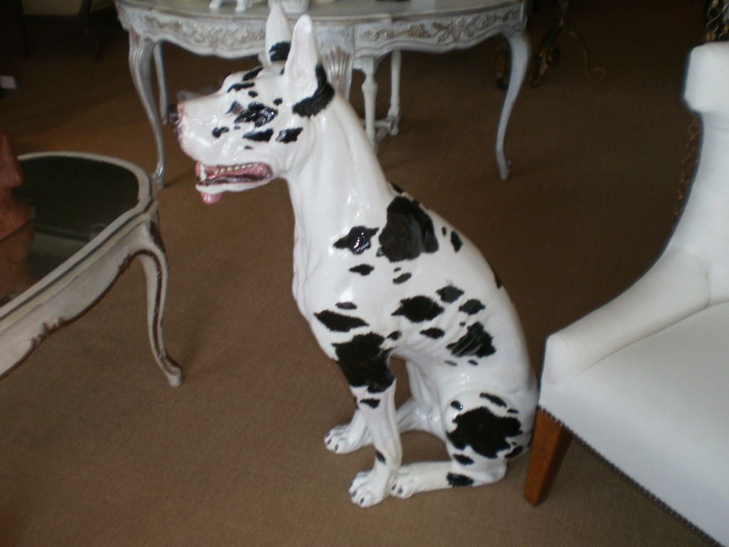 ITALIAN GLAZED TERRA COTTA GREAT DANE 1