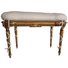 19th Century French Louis XVI Style Giltwood Banquette