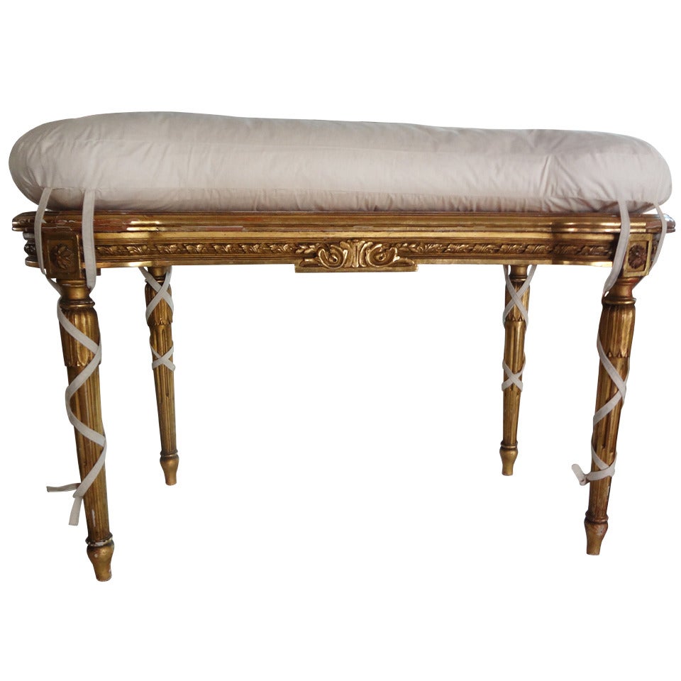 19th Century French Louis XVI Style Giltwood Banquette