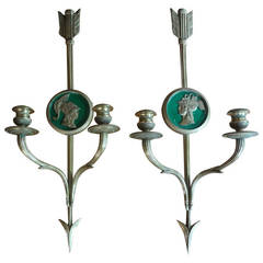 Pair Of French Empire Style Bronze Arrow Sconces