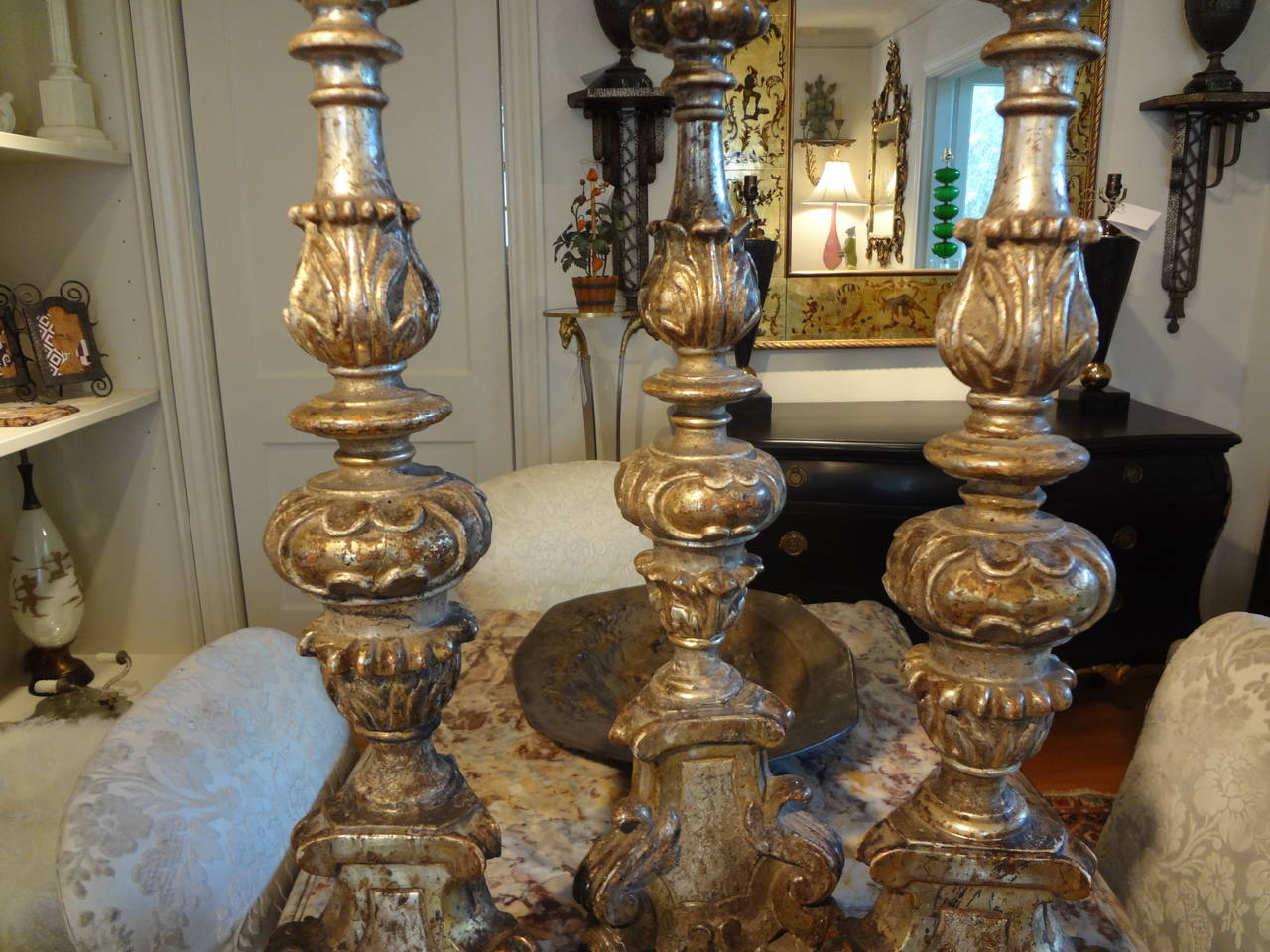 18th Century Italian Silver Gilt Prickets or Altar Sticks In Good Condition In Houston, TX