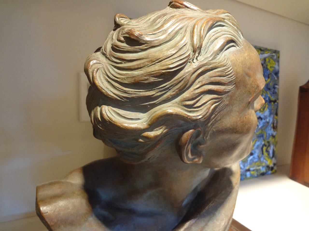 Mid-20th Century French Art Deco Patinated Terra Cotta Bust By U. Cipriani, Circa. 1930