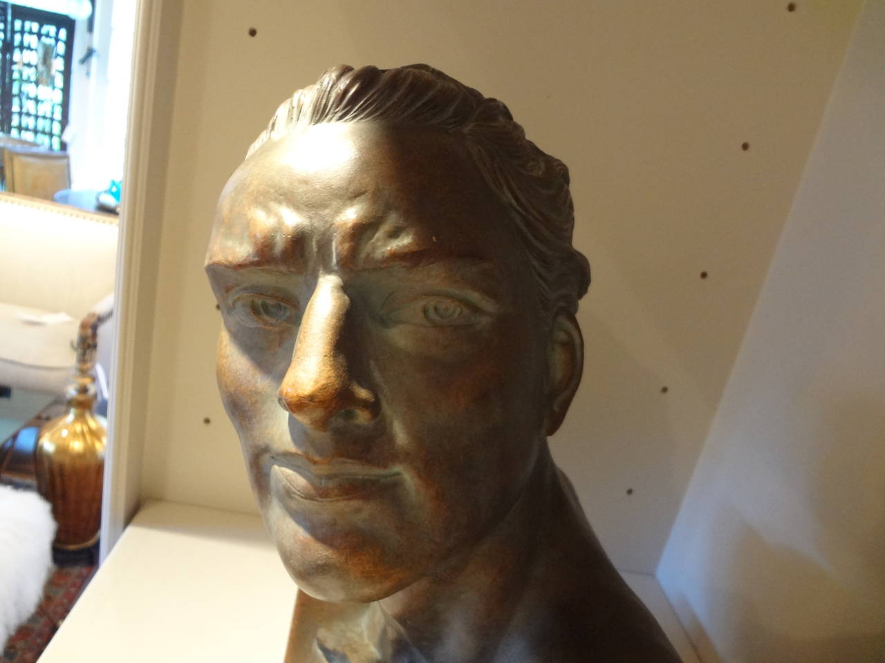 French Art Deco Patinated Terra Cotta Bust By U. Cipriani, Circa. 1930 2