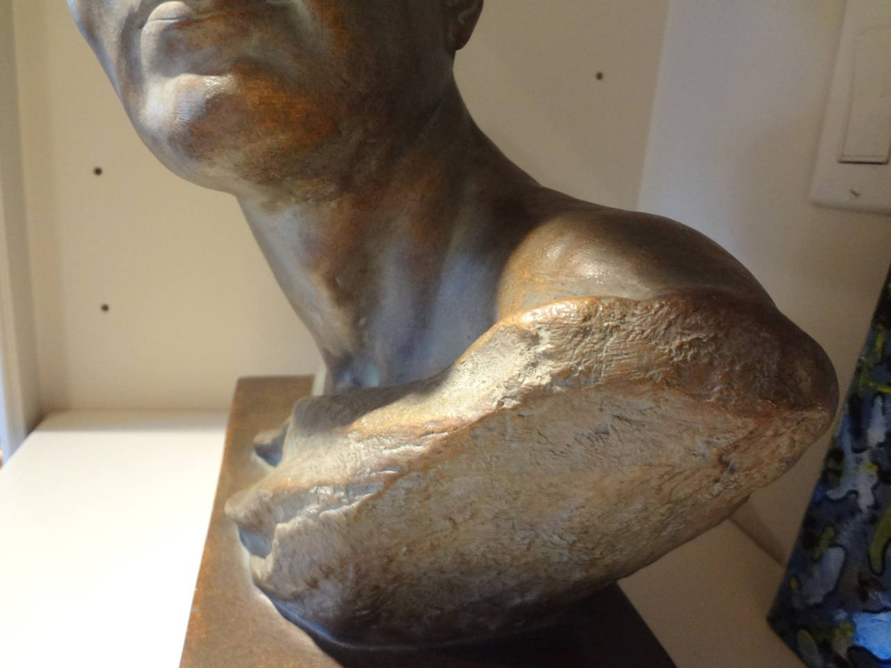 French Art Deco Patinated Terra Cotta Bust By U. Cipriani, Circa. 1930 3