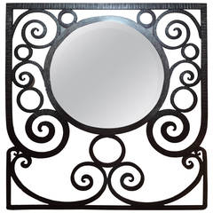 French Art Deco Wrought Iron Mirror, Circa. 1930