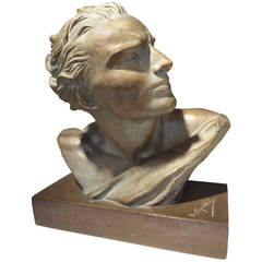 French Art Deco Patinated Terra Cotta Bust By U. Cipriani, Circa. 1930