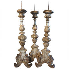Set Of 18th Century Italian Silver Gilt Prickets/Altar sticks 7