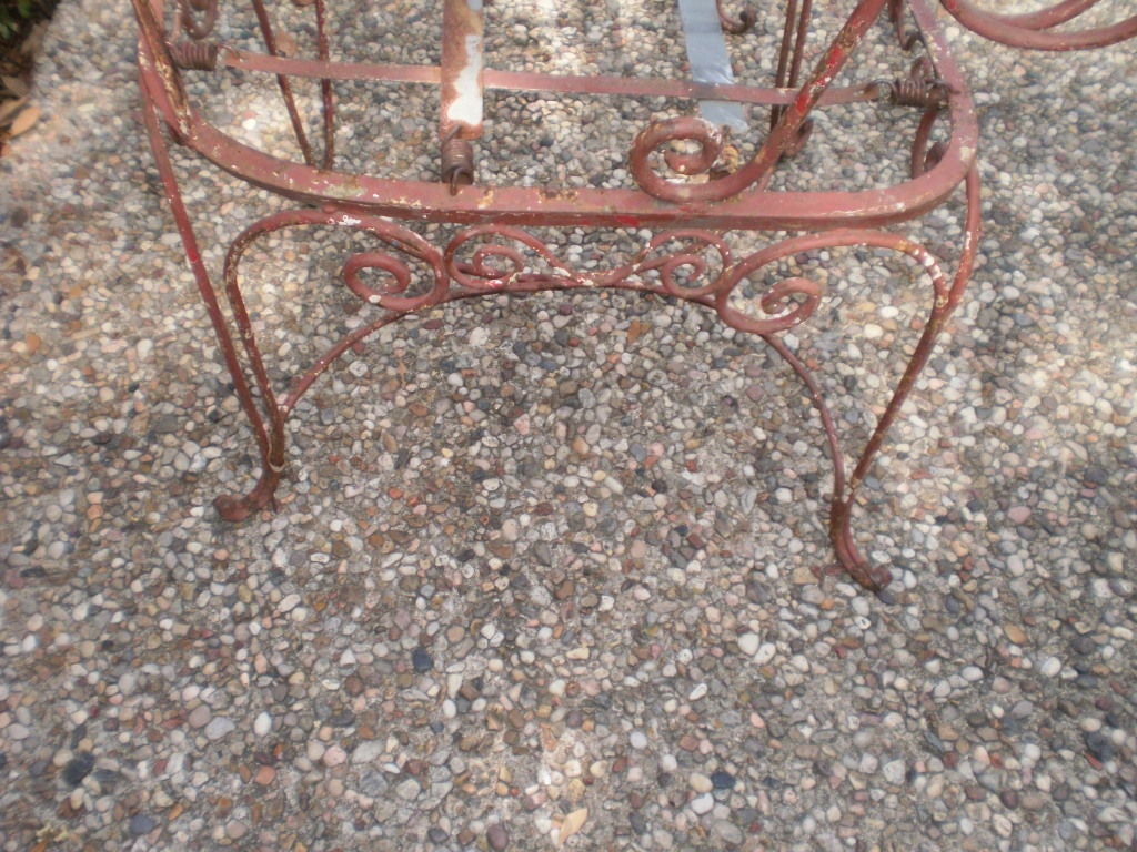 20th Century PAIR OF FRENCH WROUGHT IRON GARDEN CHAIRS