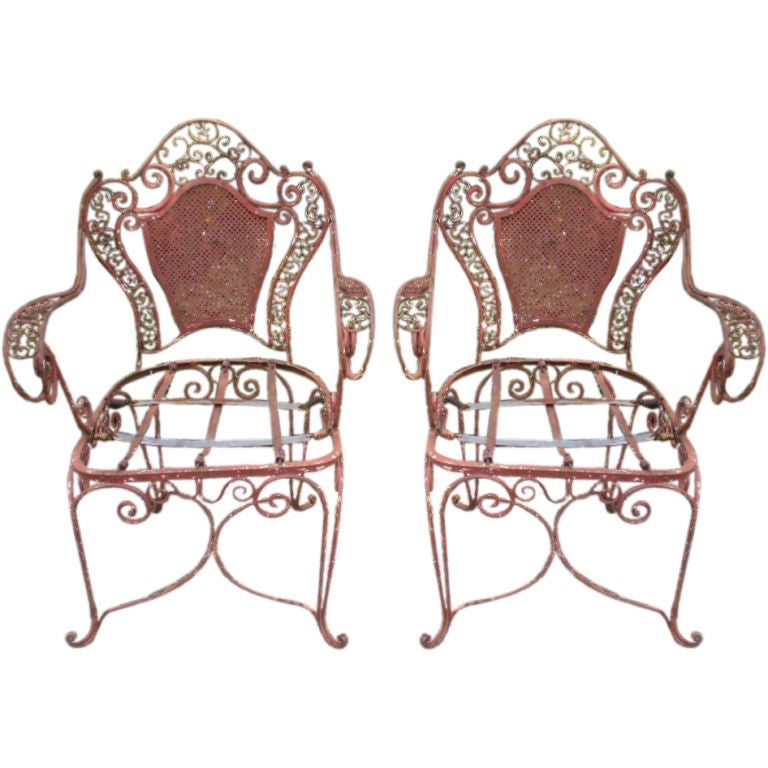 PAIR OF FRENCH WROUGHT IRON GARDEN CHAIRS