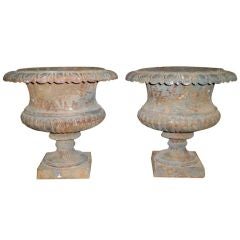 PAIR OF FRENCH CAST IRON GARDEN URNS/JARDINIERES
