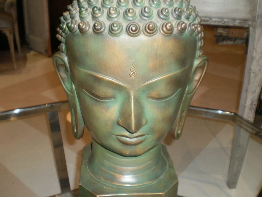 Patinated Plaster Buddha Lamp
