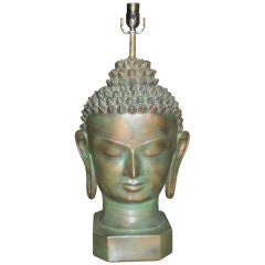 Patinated Plaster Buddha Lamp