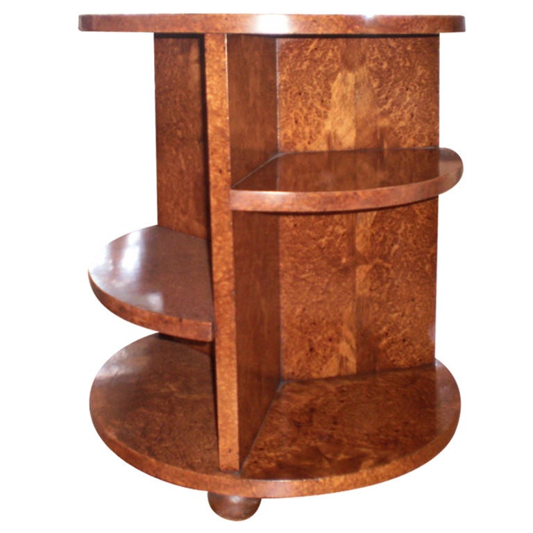 Geometric French Art Deco Walnut Table, Circa 1930