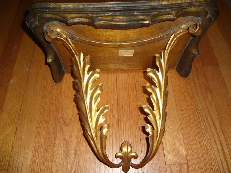  Large Pair of Italian Palladio Gilt Iron And Wood Wall Brackets In Excellent Condition In Houston, TX