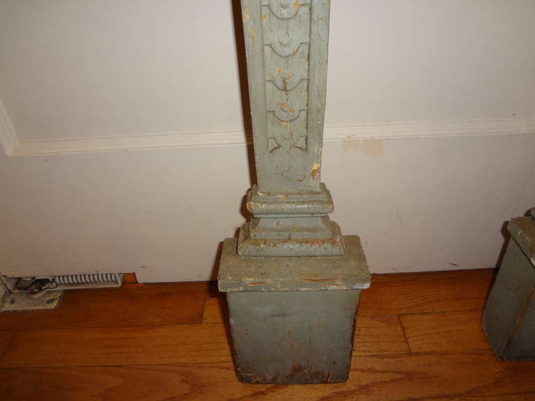 19th Century Italian Neoclassical Style Painted and Giltwood Architectural Pilaster Columns For Sale