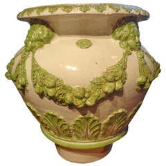 Large Italian Glazed Terra Cotta Urn 2