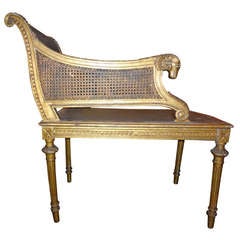 French Louis XVI Style Gilt Wood and Cane Stool/Banquette