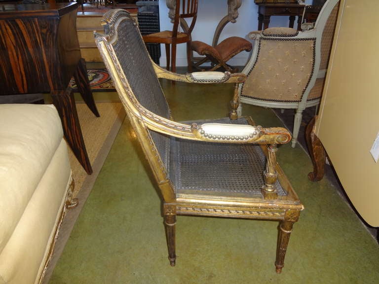 19th Century French Louis XVI Style Giltwood Children's Chair For Sale 4