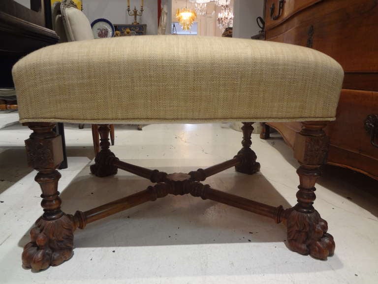 19th Century French Louis XIII Style Bench/Ottoman