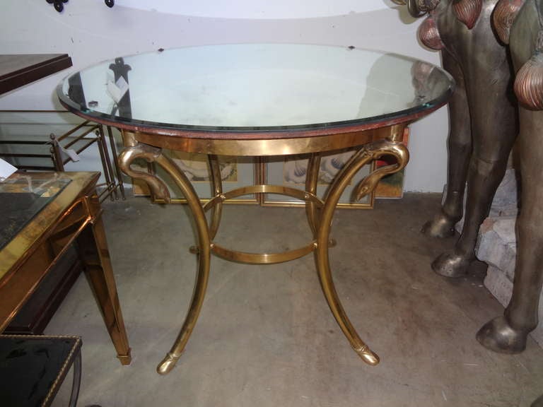 Italian Polished Brass Swan Center Table
