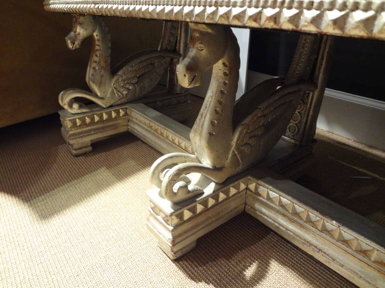 Italian 19th Century Venetian Silver Gilt Grotto Seahorse Bench For Sale