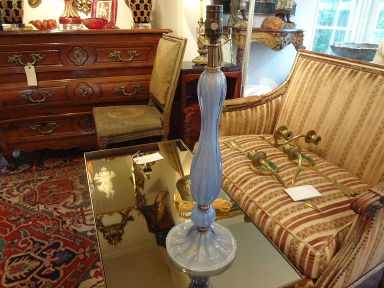 Periwinkle Blue Murano Glass Lamp