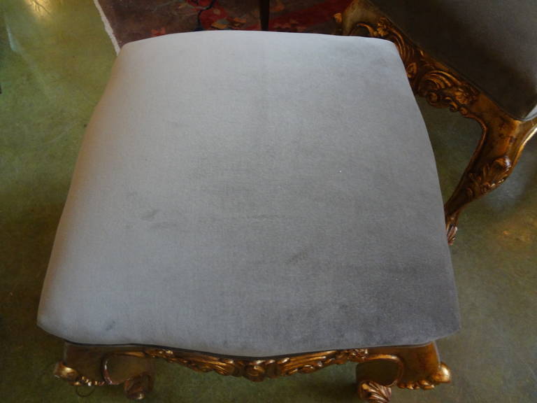 Pair of French Louis XV Style Giltwood Stools or Ottomans 2