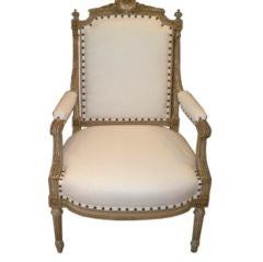 19TH CENTURY FRENCH LOUIS XVI STYLE ARMCHAIR/FAUTEUIL 19TH CENTURY FRENCH LOUIS XVI STYLE ARMCHAIR/FAUTEUIL