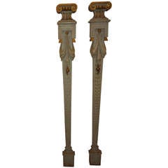 Pair of Italian Neoclassical Style Painted and Gilt Wood Architectural Columns 3