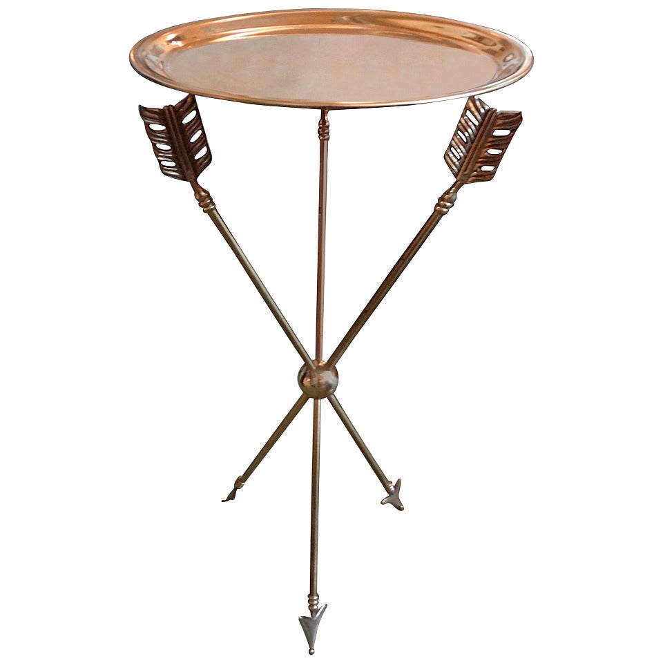 Italian Neoclassical Brass Arrow Tray Table