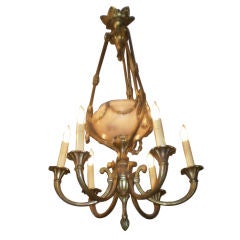 French Gilt Bronze and Alabaster Six-Light Chandelier 10