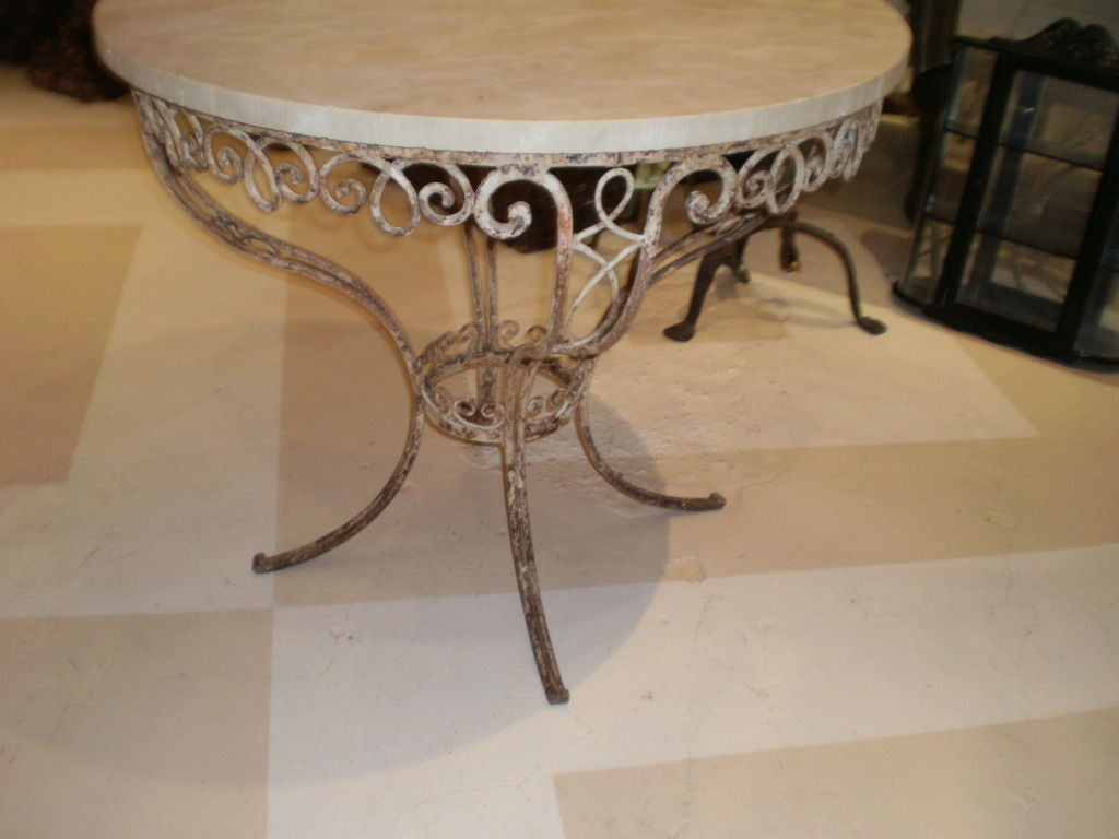 Wrought Iron FRENCH GARDEN TABLE WITH MARBLE TOP