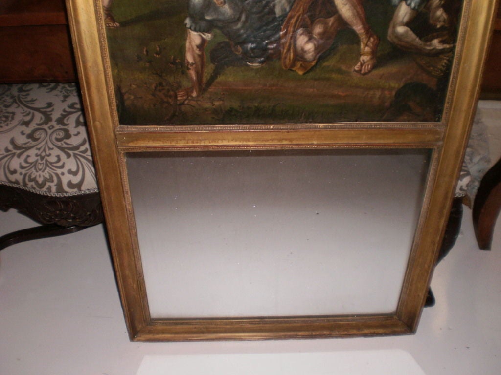 Canvas Unusual 18th Century French Louis XVI Trumeau Mirror For Sale