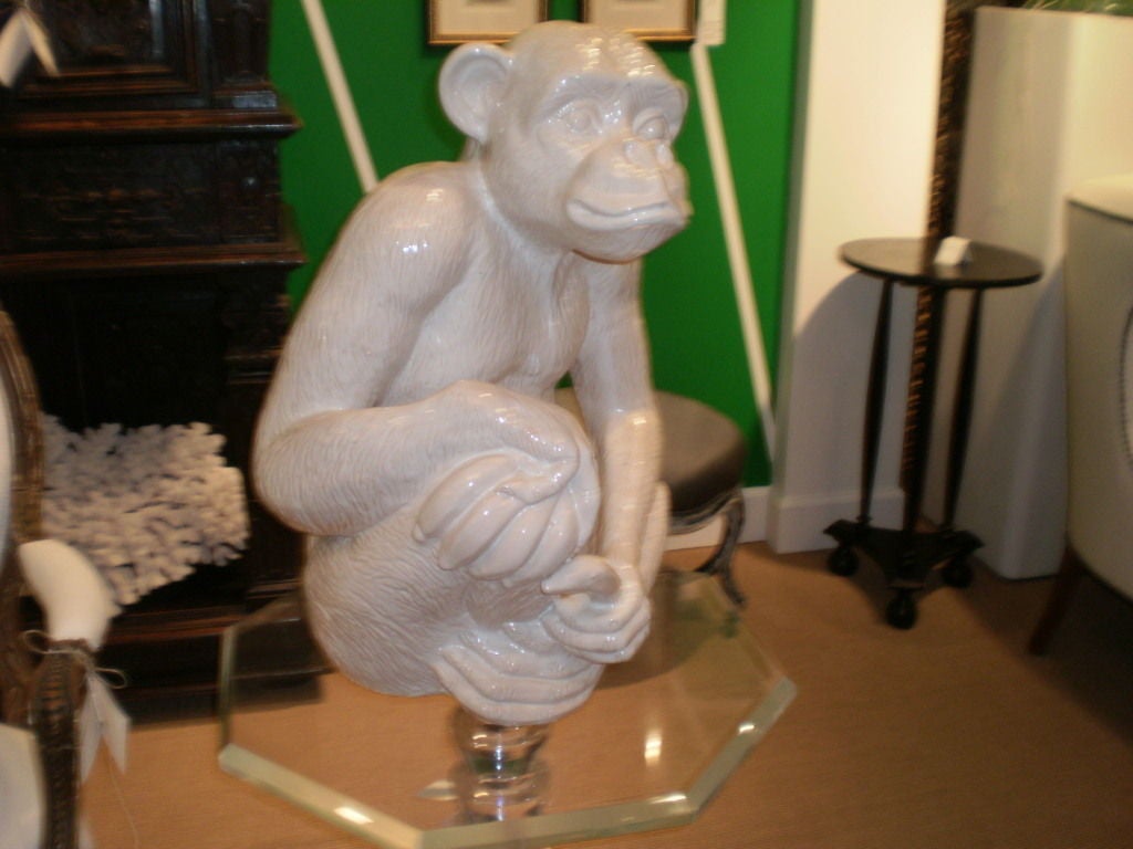 Italian GLAZED ITALIAN TERRA COTTA MONKEY