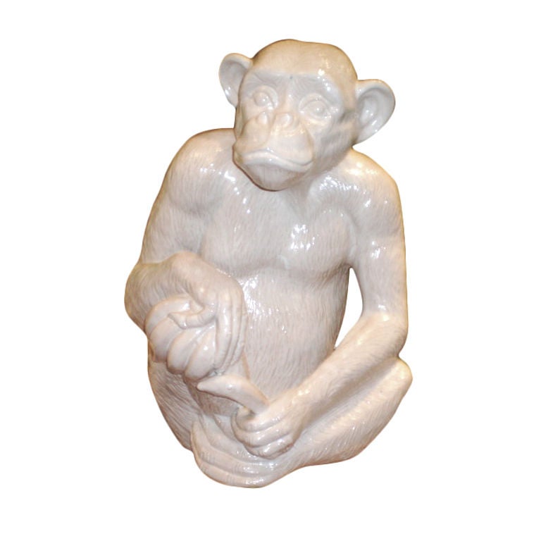 GLAZED ITALIAN TERRA COTTA MONKEY