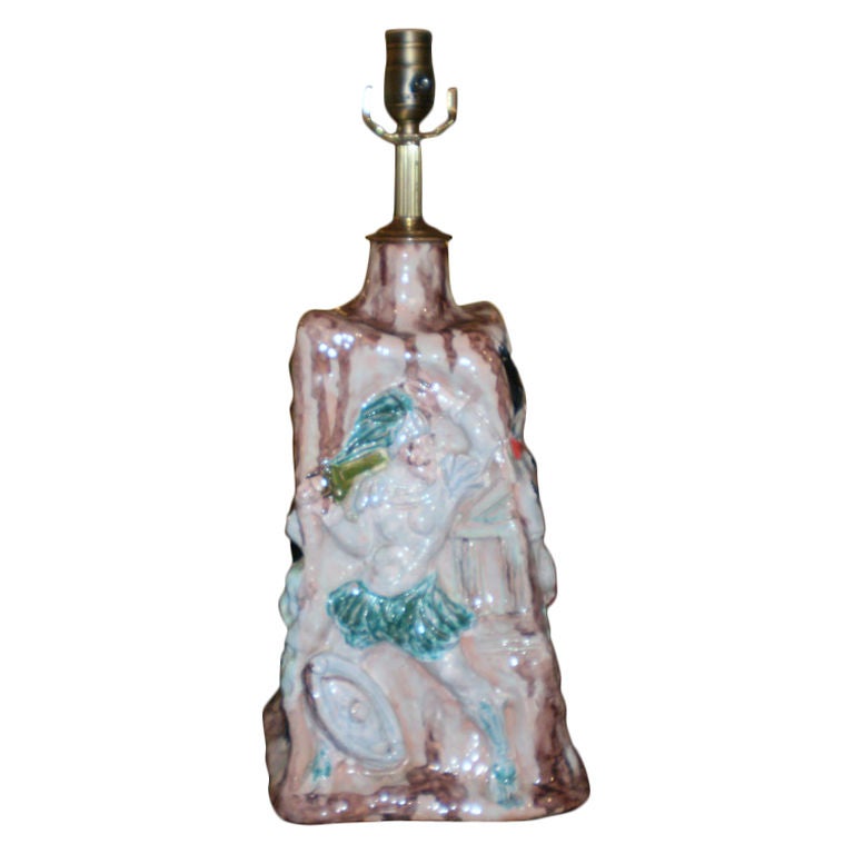 "Venetian Carnivale" Glazed Pottery Lamp