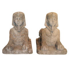 PAIR OF FRENCH CONCRETE SPHINXS