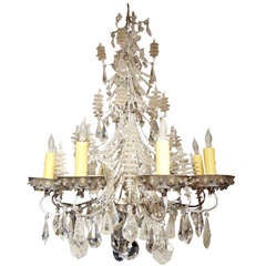 French Baguès Eight-Light Beaded and Crystal Chandelier