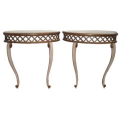 PAIR OF FRENCH CREAM AND GILT CONSOLE TABLES