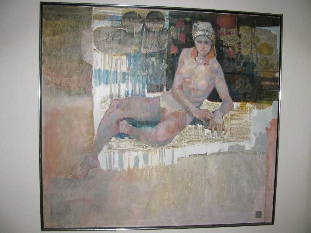 Late 20th Century NUDE OIL PAINTING ON CANVAS BY LAU CHUN