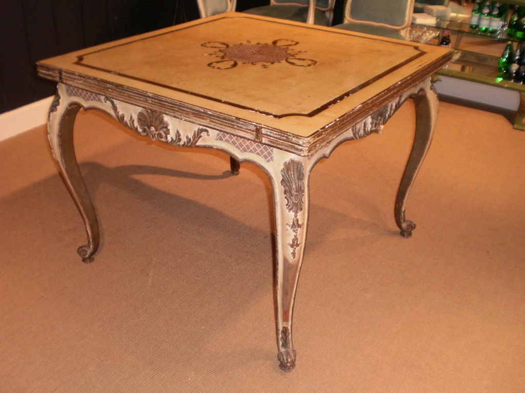 Lovely Italian Painted And Gilt Dining/Game Table  (29.5 H, 37.25